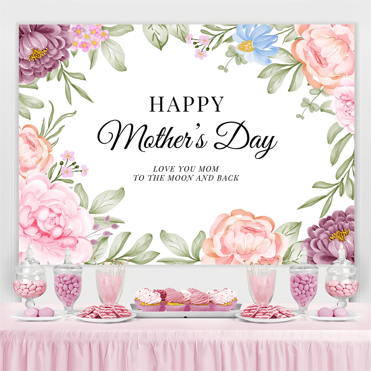Mothers Day Photo Backdrop Floral Heartfelt Custom Backdrop GTY3-200