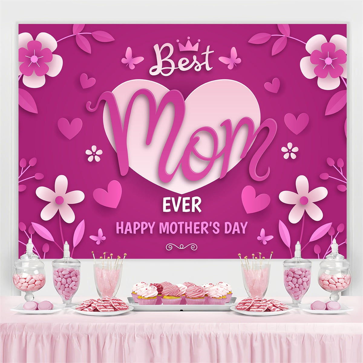 Backdrops For Mother's Day Elegant Heart Flower Customized Backdrop GTY3-230