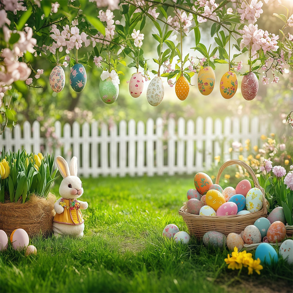 Easter Egg Backdrop Rustic Bunny Floral Meadow Backdrop GTY3-233