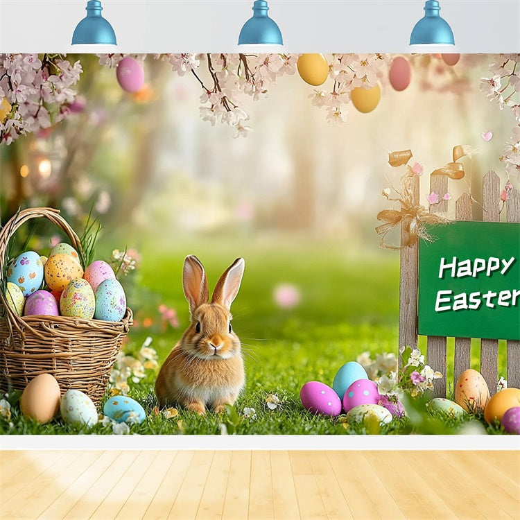Easter Photo Backdrop Pastel Egg Cherry Blossom Backdrop GTY3-242