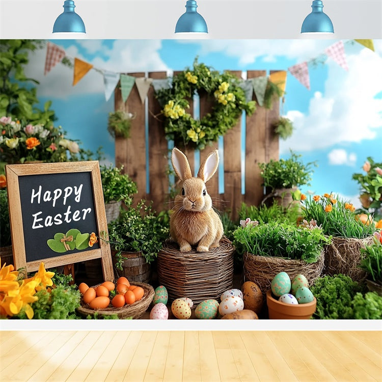 Photo Backdrops Easter Lush Greenery Carrot Bunny Backdrop GTY3-244