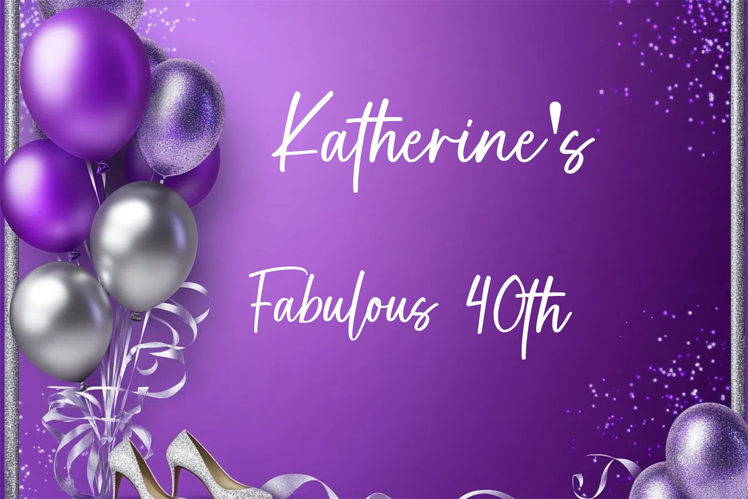 Custom Birthday Backdrops Balloons Purple Backdrop GTY3-268