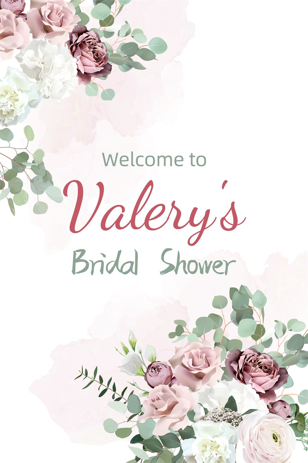 Bridal Shower Backdrops Floral Elegant Personalized Backdrop GTY3-272