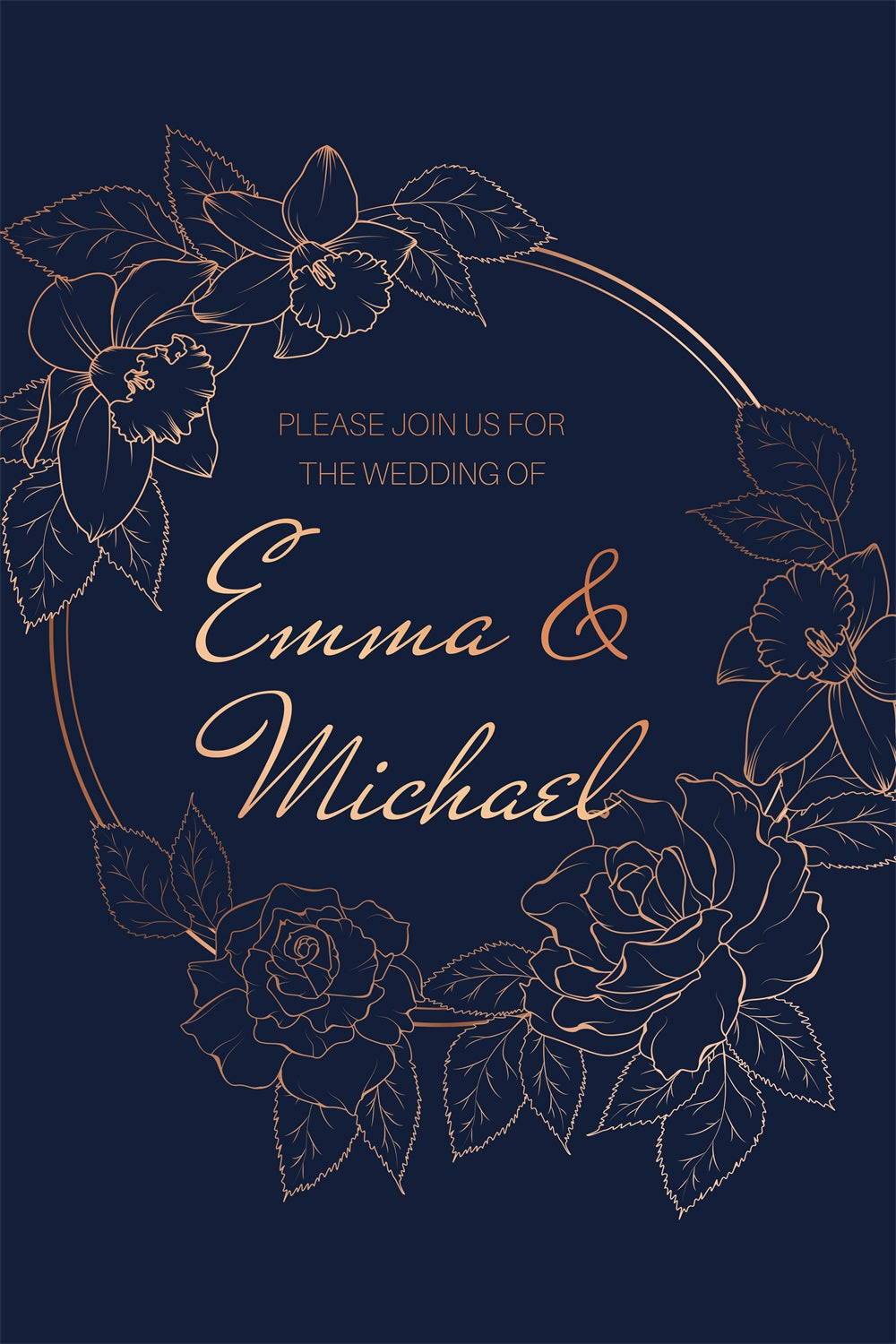 Wedding Backdrops Dark Blue Floral Personalised Backdrop GTY3-274