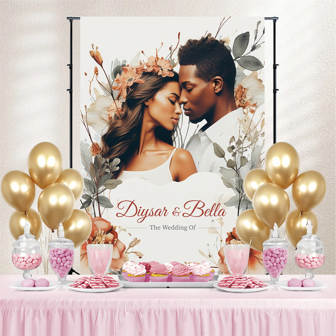 Backdrops For Weddings Autumn Flower Personalised Backdrop GTY3-278