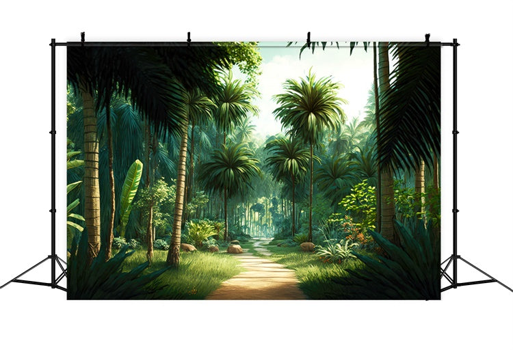 Tropical Photo Backdrop Tropical Jungle Trail Summer Backdrop GTY3-289
