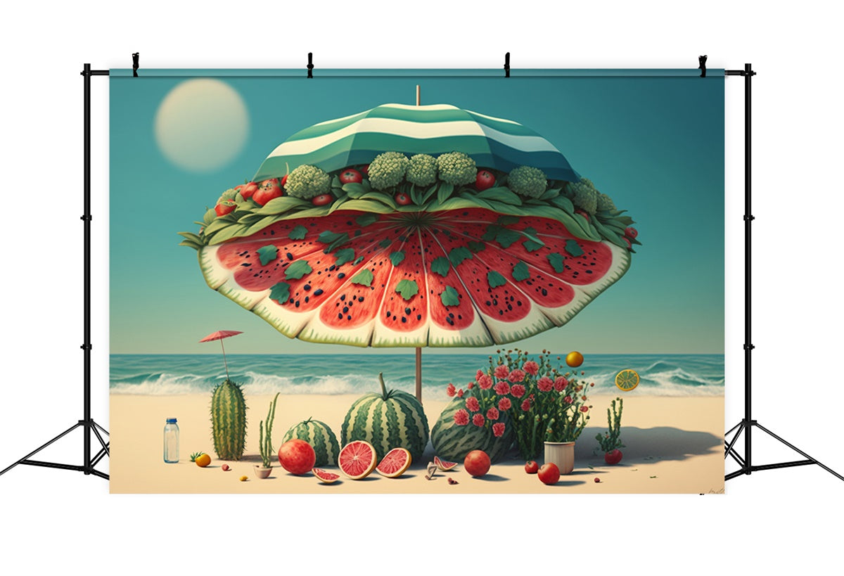Summer Backdrops Watermelon Umbrella Fruit Beach Summer Backdrop GTY3-290