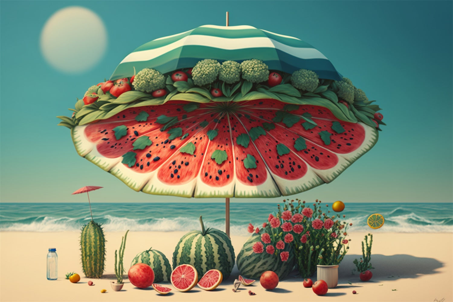 Summer Backdrops Watermelon Umbrella Fruit Beach Summer Backdrop GTY3-290