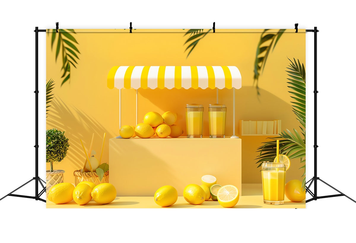 Lemon Backdrop Fresh Lemonade Yellow Stand Summer Backdrop GTY3-295