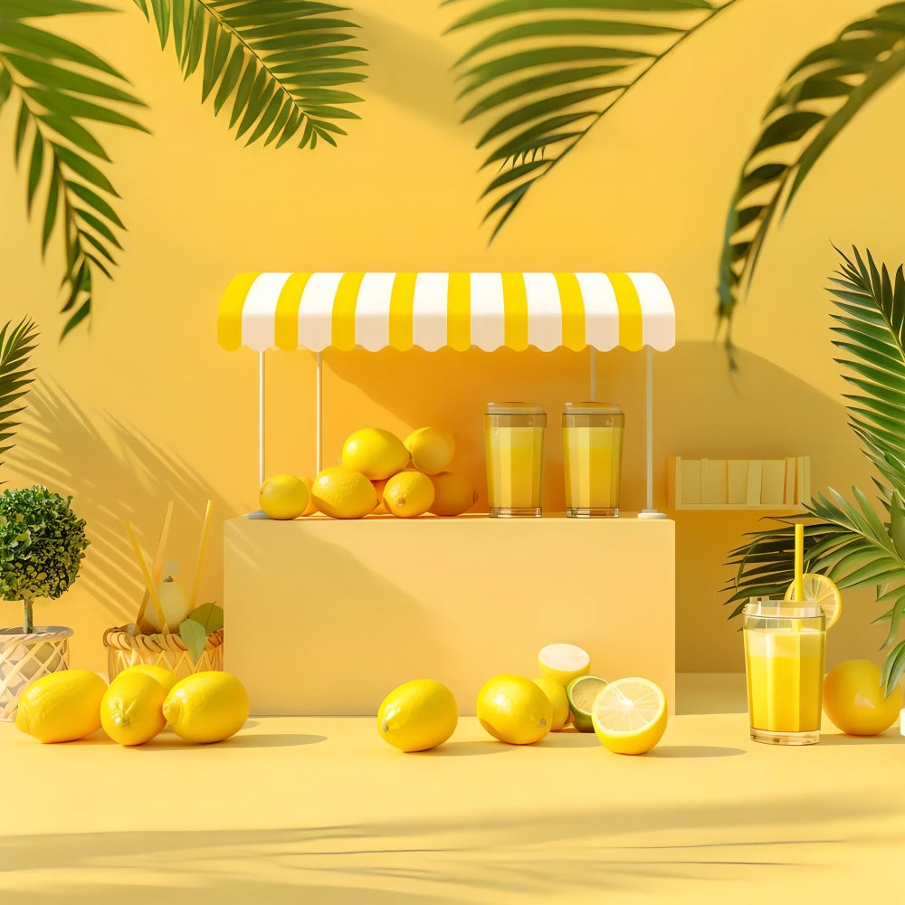 Lemon Backdrop Fresh Lemonade Yellow Stand Summer Backdrop GTY3-295