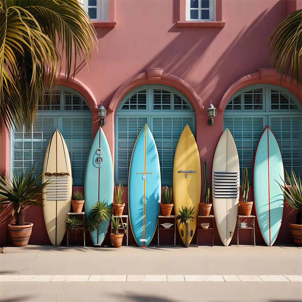 Summer Photo Backdrop Colorful Surfboards Display Backdrop GTY3-298