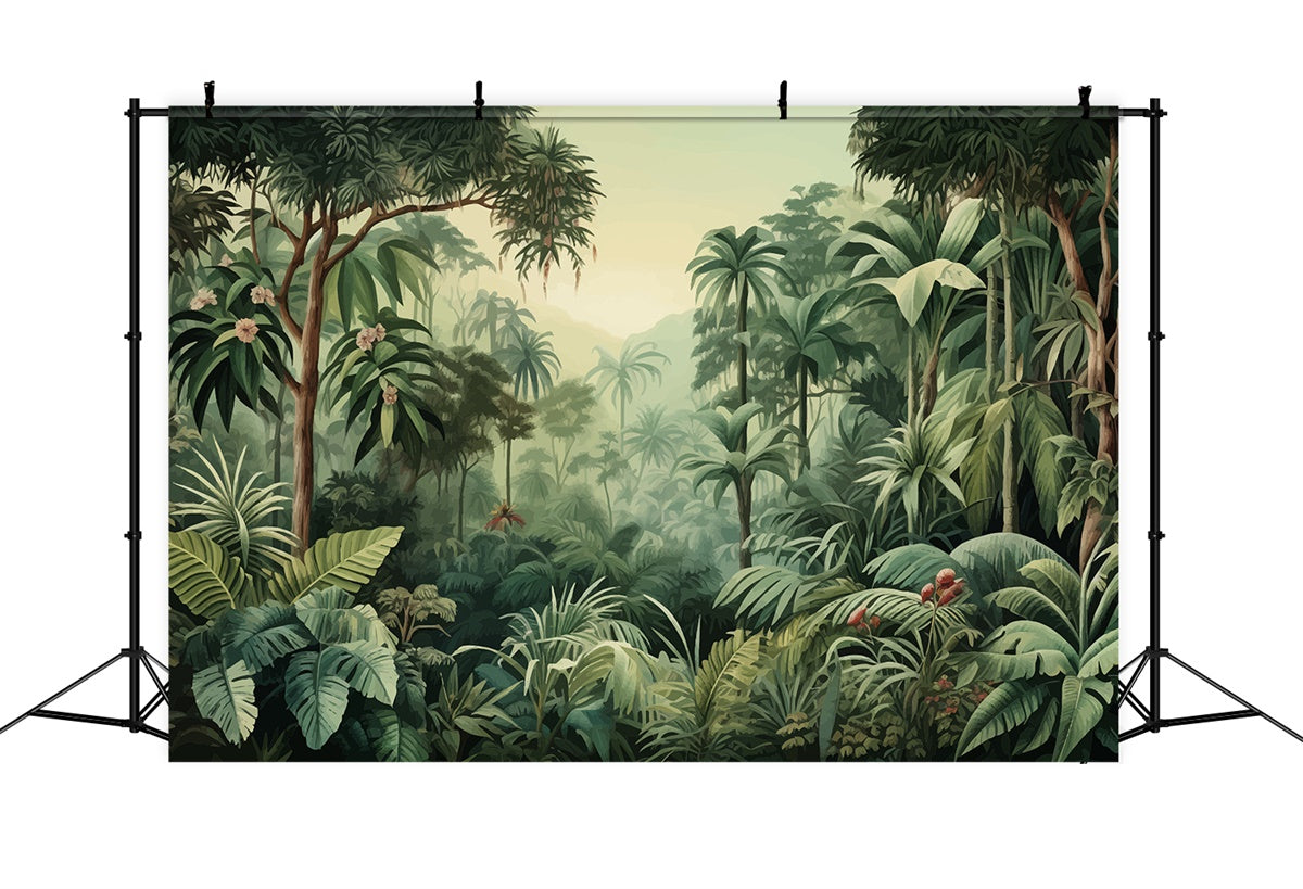 Tropical Backdrop Tropical Jungle Green Leaves Summer Backdrop GTY3-301