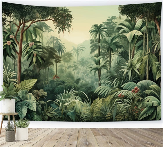 Tropical Backdrop Tropical Jungle Green Leaves Summer Backdrop GTY3-301