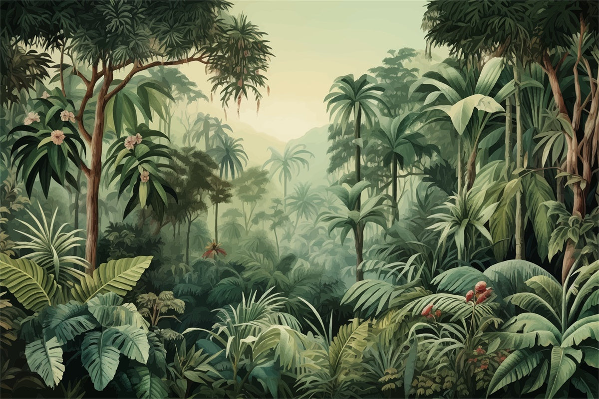 Tropical Backdrop Tropical Jungle Green Leaves Summer Backdrop GTY3-301