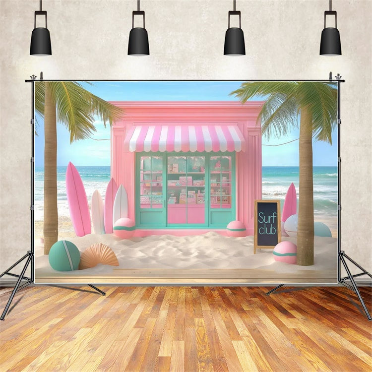Summer Photo Backdrop Pink Surfboards Beach Shop Backdrop GTY3-313