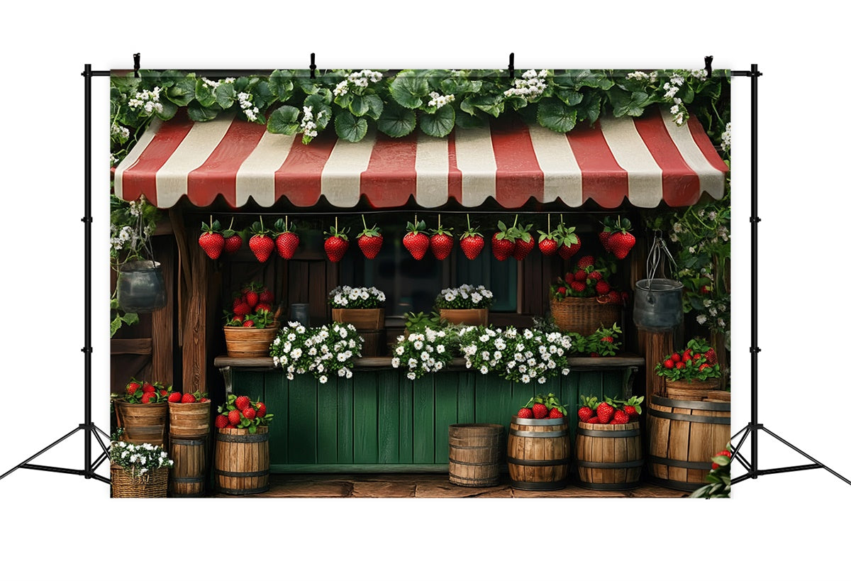 Summer Backdrops Strawberry Stand Red Canopy Backdrop GTY3-375