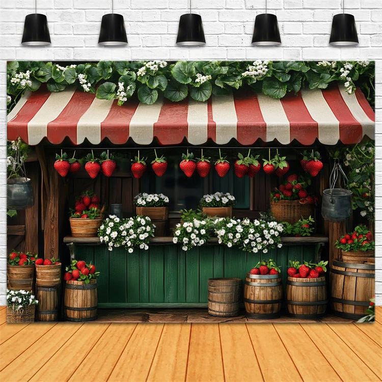 Summer Backdrops Strawberry Stand Red Canopy Backdrop GTY3-375