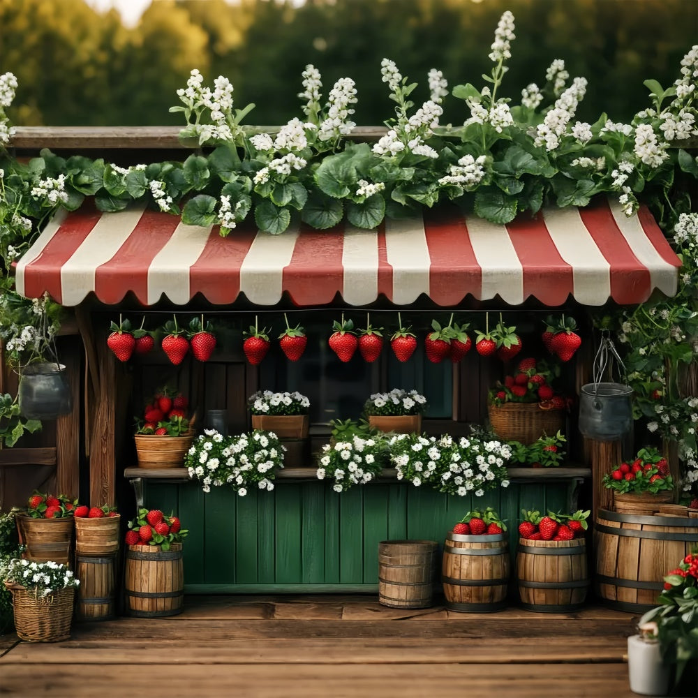 Summer Backdrops Strawberry Stand Red Canopy Backdrop GTY3-375