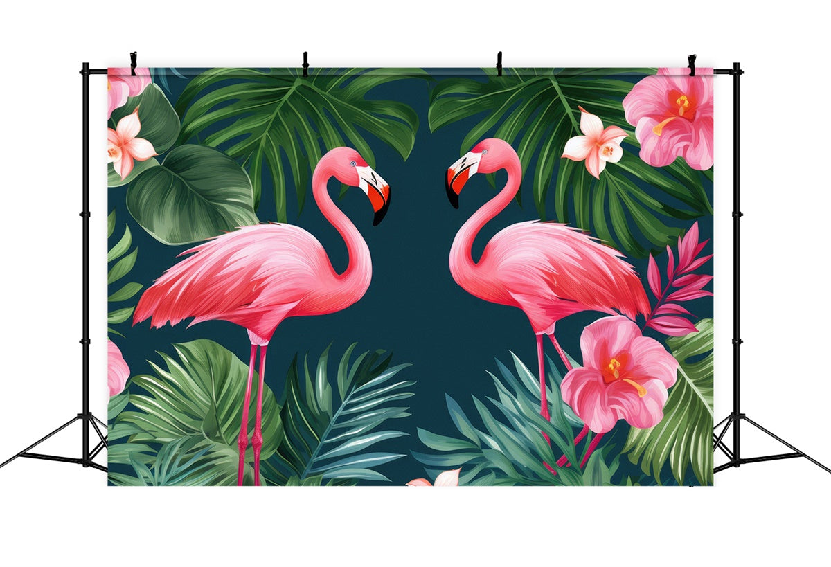 Tropical Backdrops Tropical Flamingo Jungle Leaves Summer Backdrop GTY3-380