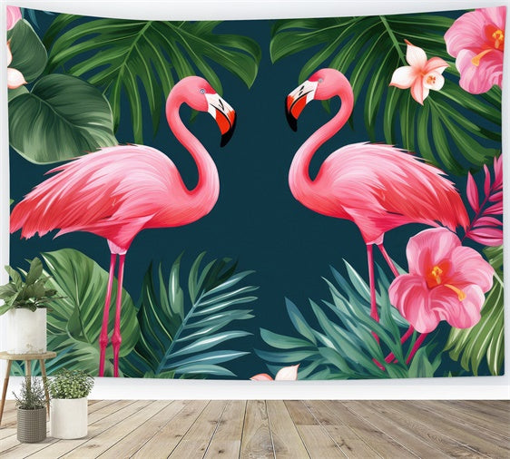 Tropical Backdrops Tropical Flamingo Jungle Leaves Summer Backdrop GTY3-380