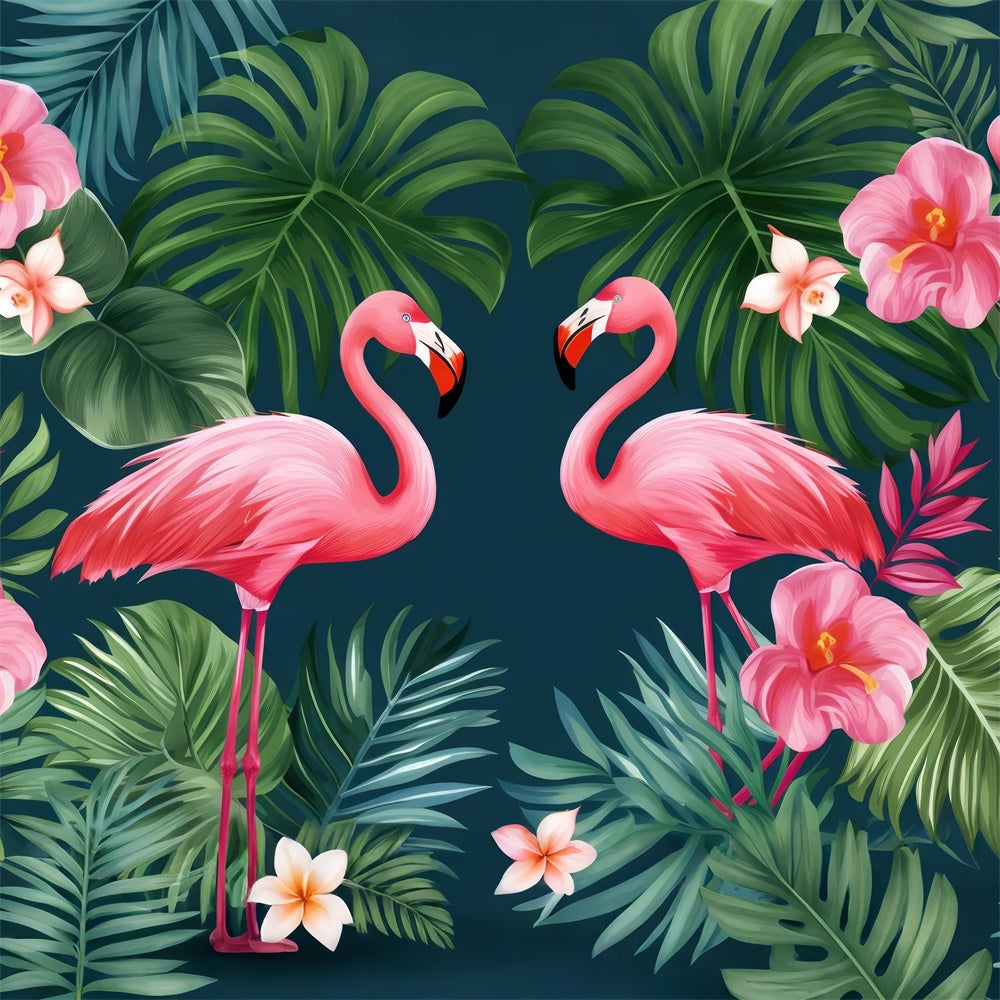 Tropical Backdrops Tropical Flamingo Jungle Leaves Summer Backdrop GTY3-380