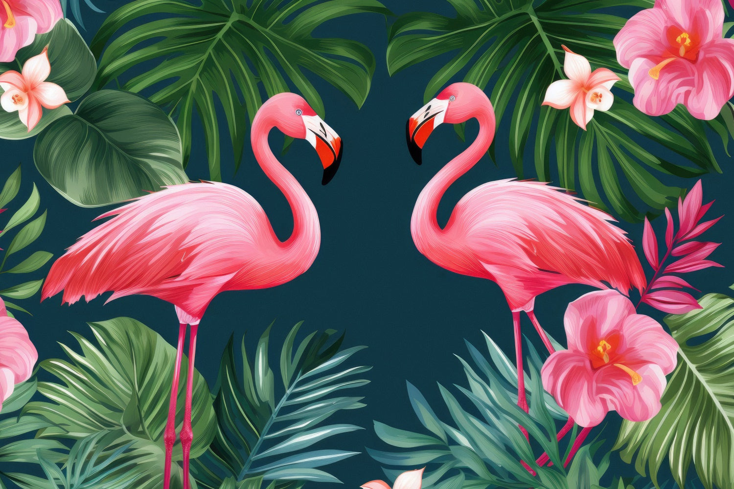 Tropical Backdrops Tropical Flamingo Jungle Leaves Summer Backdrop GTY3-380