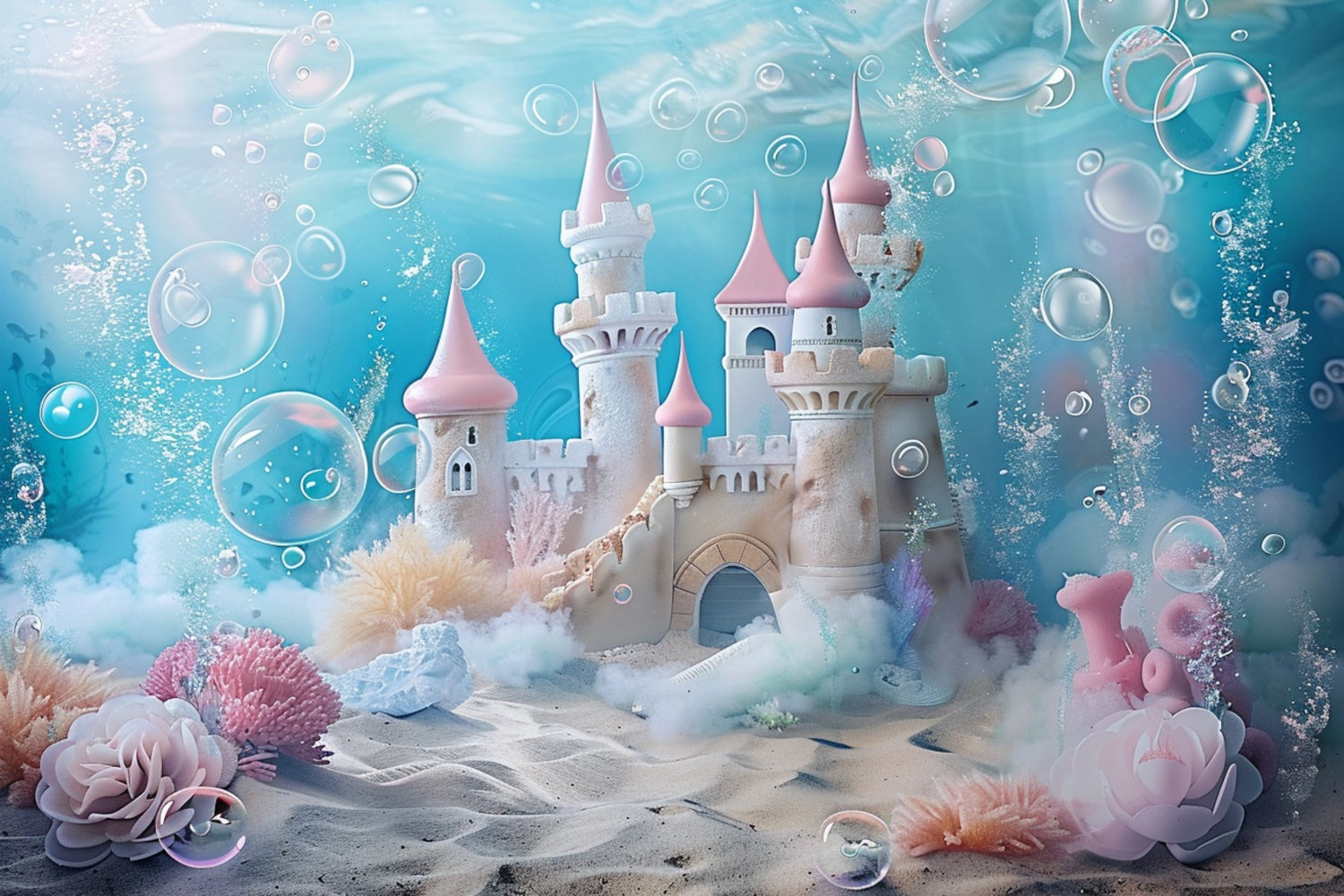 Summer Backdrop Underwater Mermaid Castle Dream Backdrop GTY3-387
