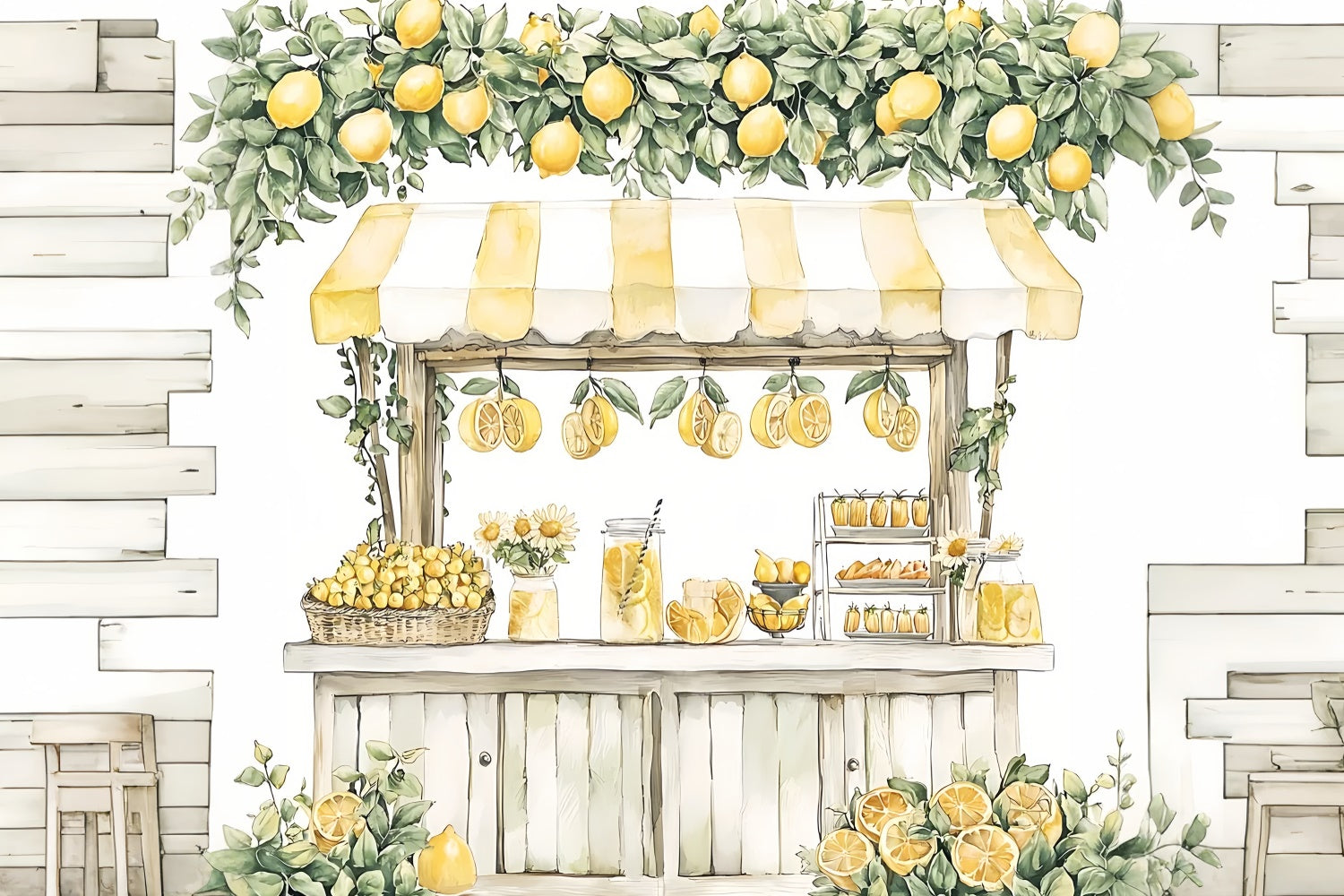 Lemon Backdrop Rustic Lemonade Stand Summer Backdrop GTY3-392