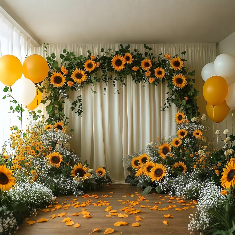 Sunflower Backdrops Sunflower Arch Yellow Balloon Backdrop GTY3-394