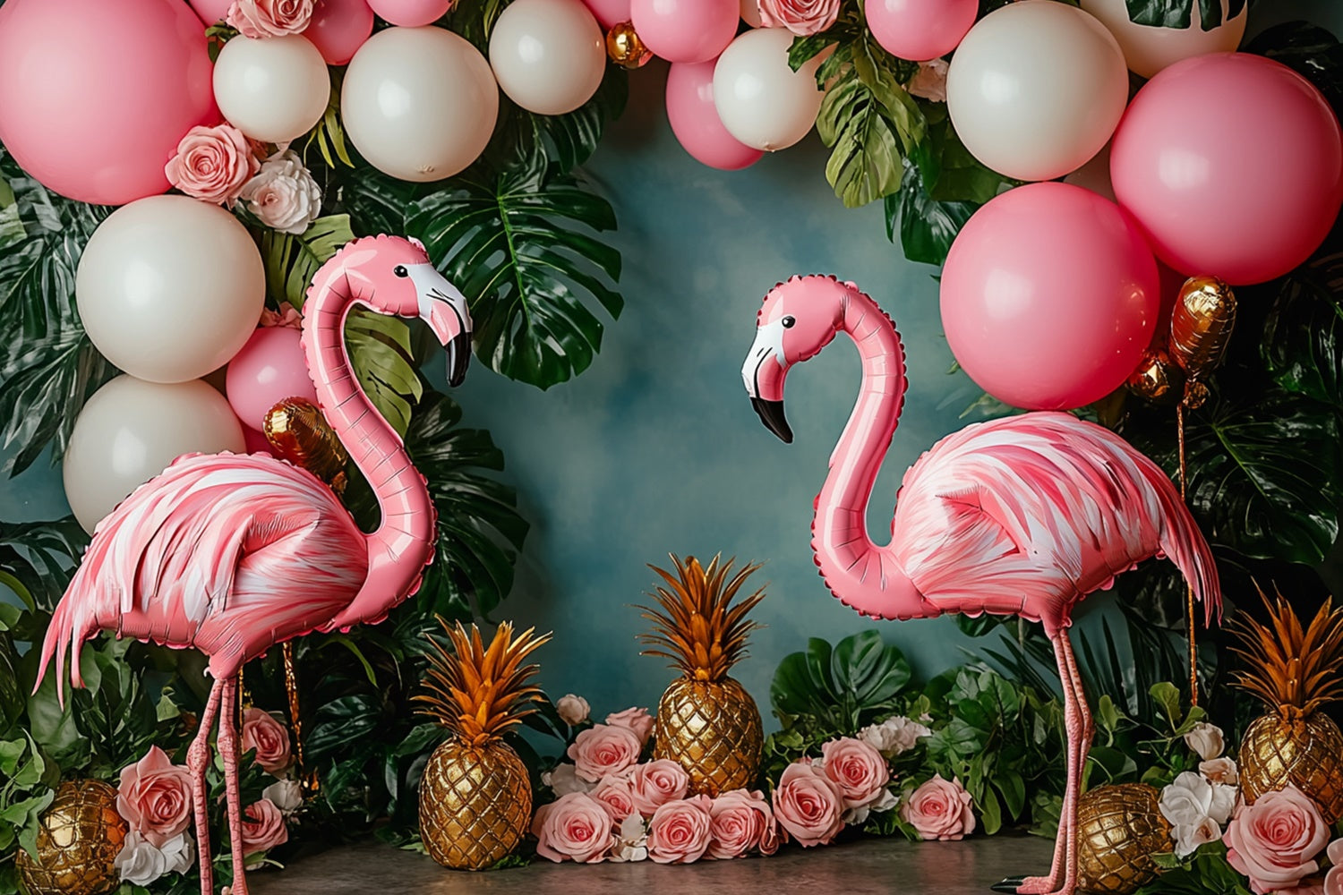 Tropical Photo Backdrop Balloon Flamingo Floral Summer Backdrop GTY3-395