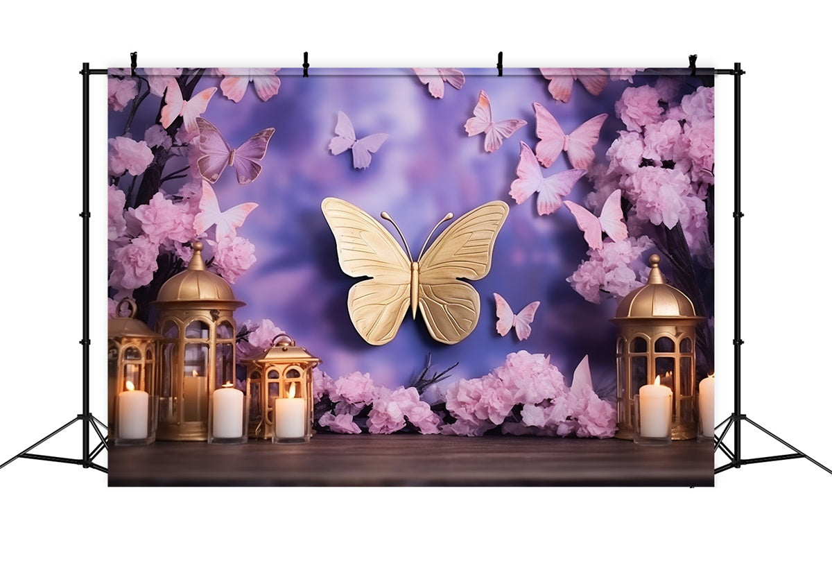 Summer Backdrops Purple Butterfly Glow Fantasy Backdrop GTY3-397