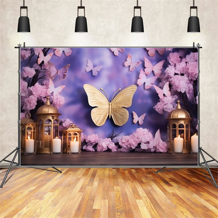 Summer Backdrops Purple Butterfly Glow Fantasy Backdrop GTY3-397