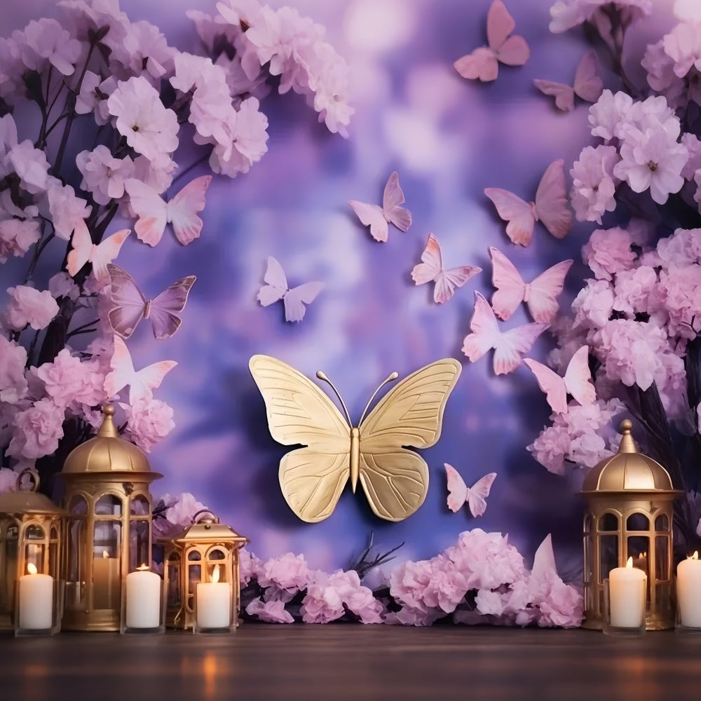 Summer Backdrops Purple Butterfly Glow Fantasy Backdrop GTY3-397
