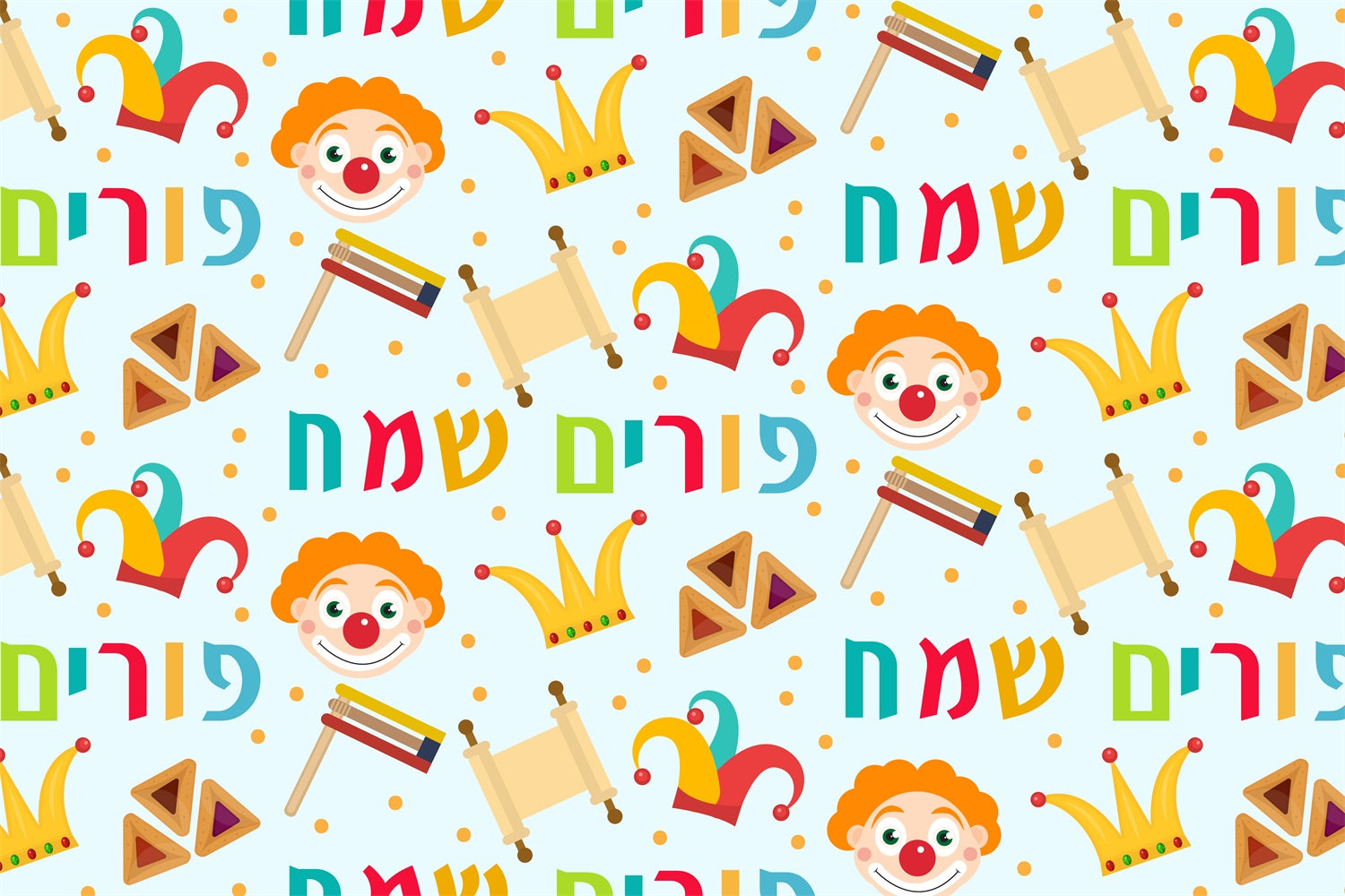 Purim Backdrop Colorful Purim Party Pattern Backdrop GTY3-4