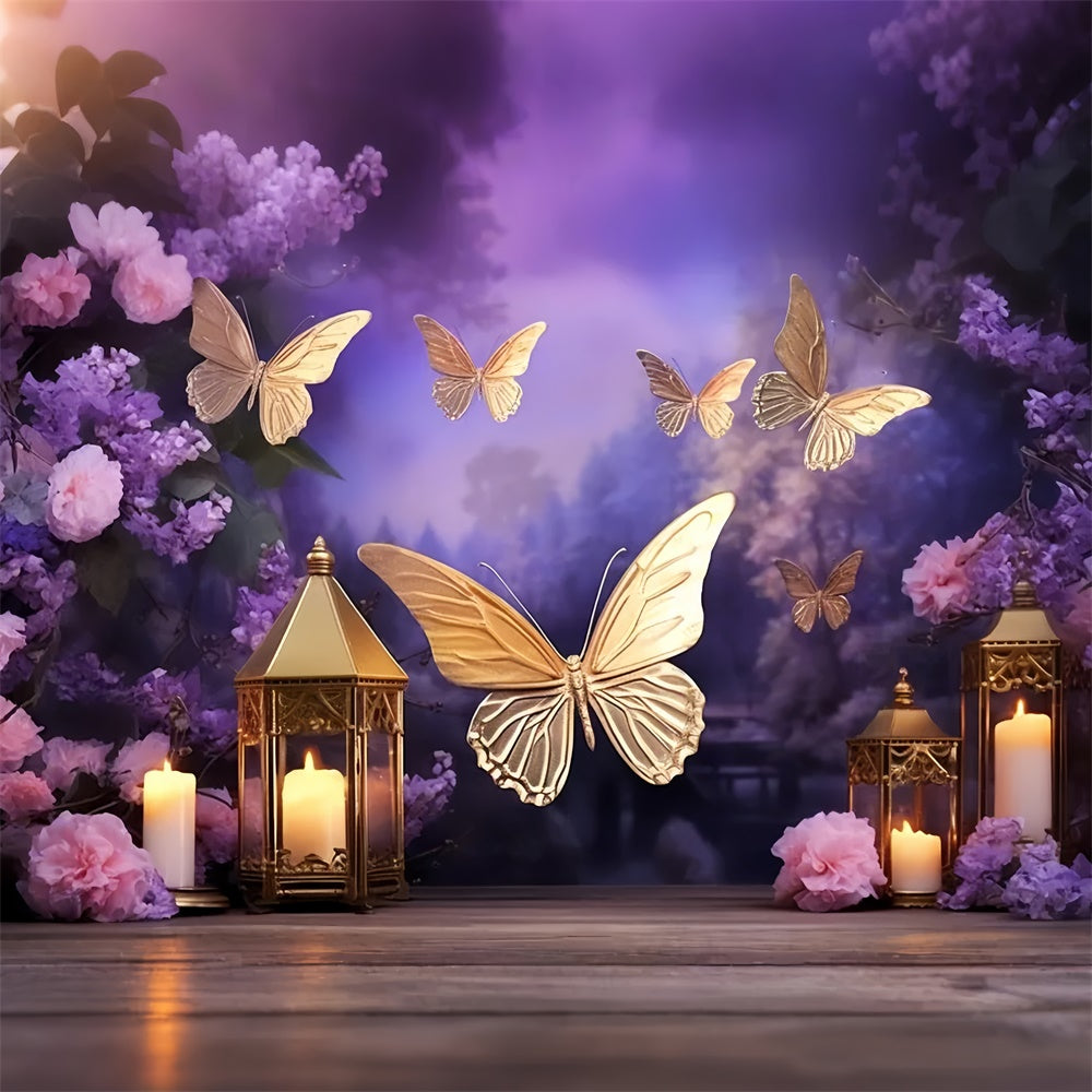 Summer Backdrop Golden Butterfly Lantern Twilight Backdrop GTY3-402