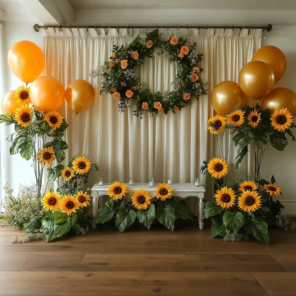 Summer Photo Backdrop Sunflower Party Balloons Backdrop GTY3-407