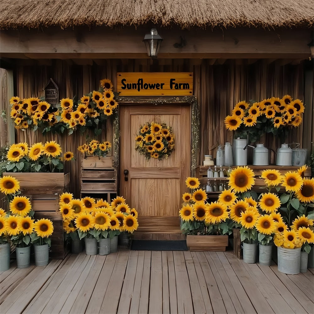 Sunflower Backdrop Cozy Rustic Sunflower House Summer Backdrop GTY3-409