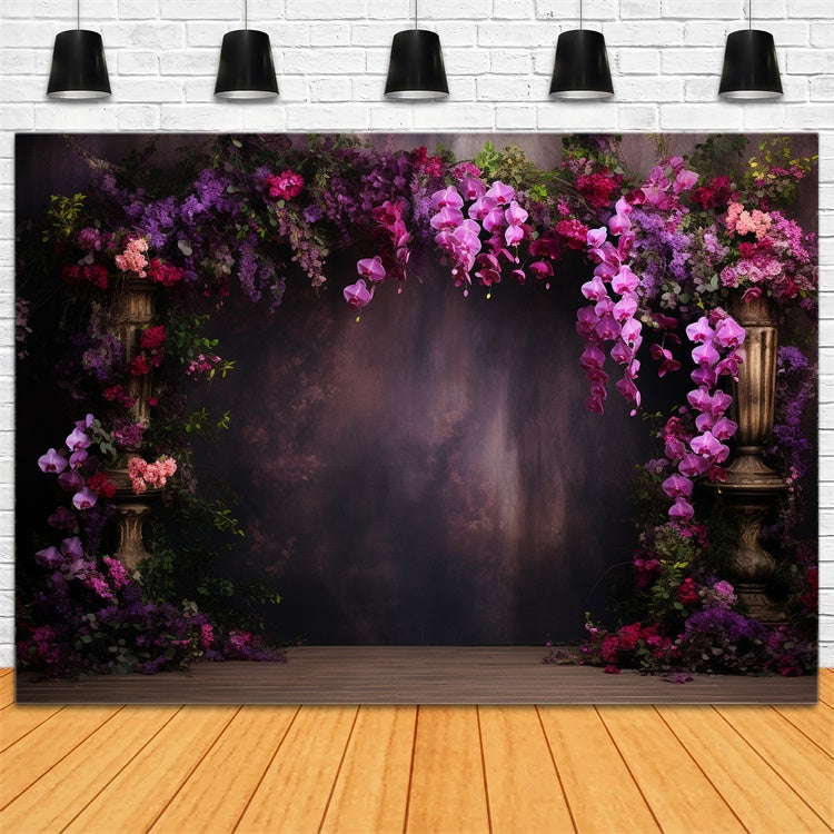 Purple Flower Wall Backdrop Vintage Violet Orchid Fantasy Backdrop GTY3-41