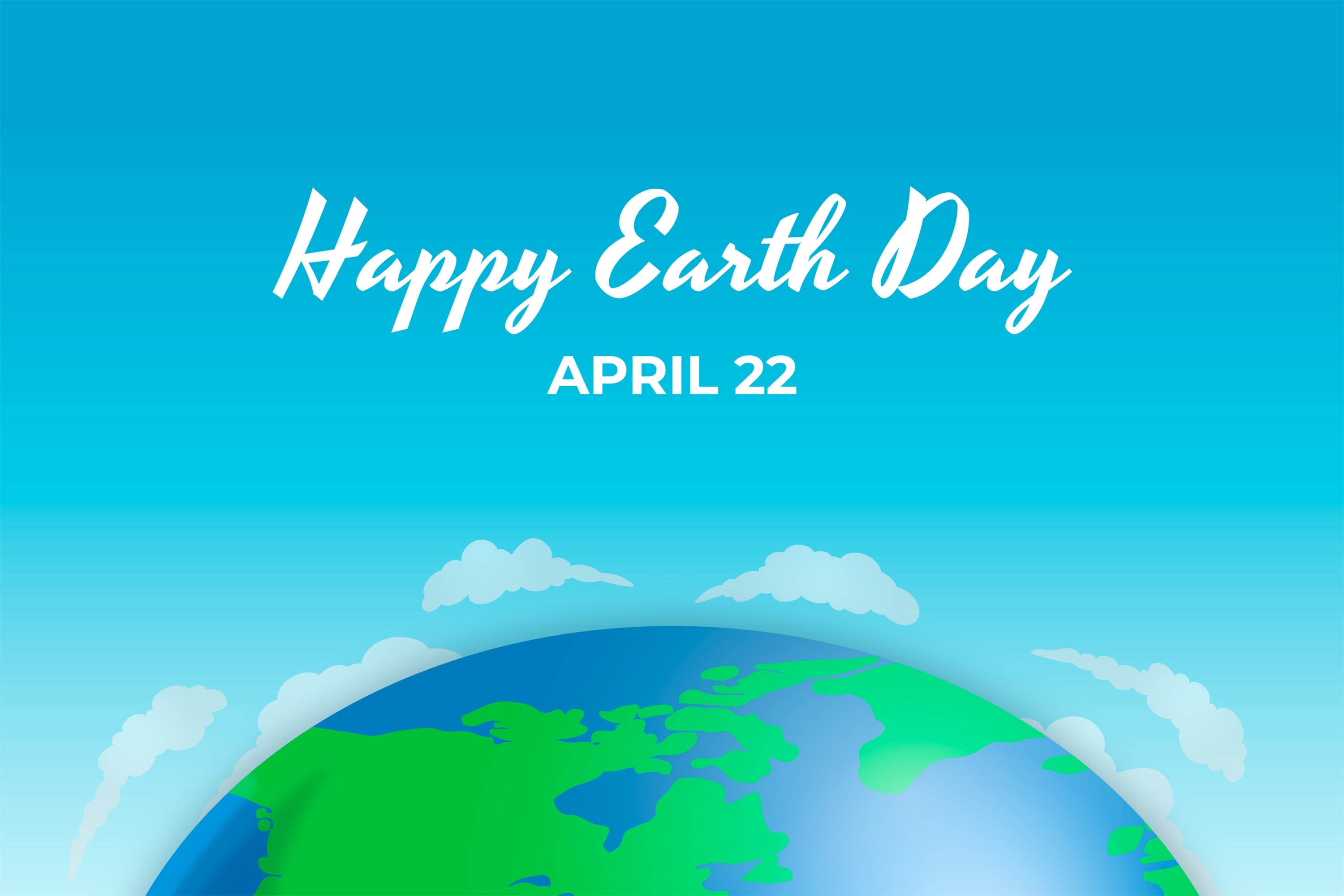 Happy Earth Day Backdrop Blue Sky Earth Design Backdrop GTY3-44