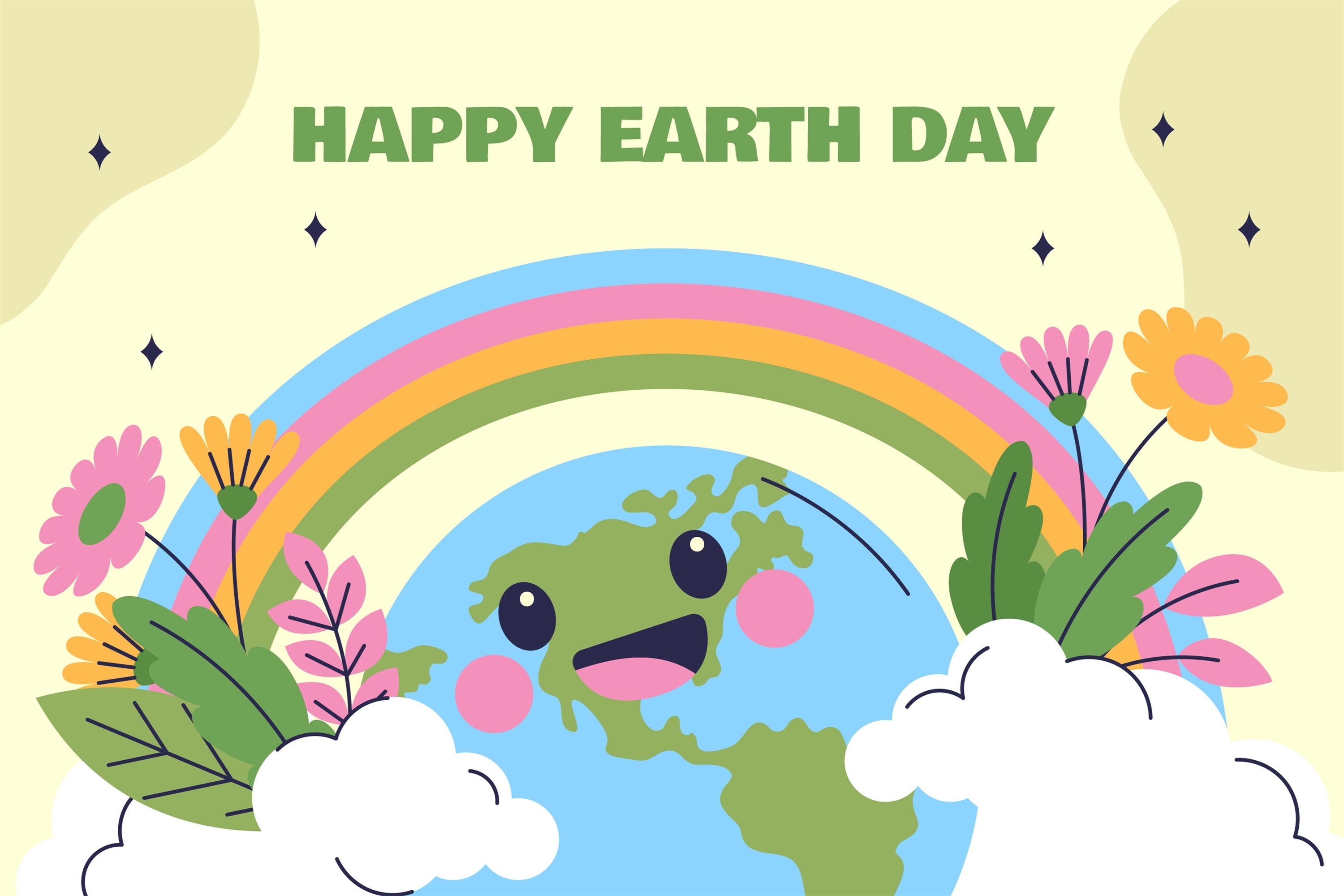 Happy Earth Day Backdrop Adorable Planet Earth Floral Backdrop GTY3-47
