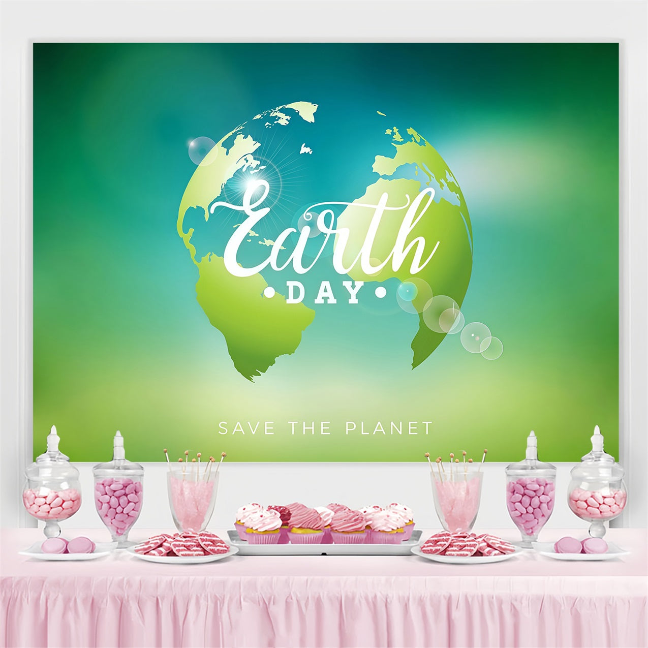 Happy Earth Day Backdrop Eco-Peaceful Green Planet Backdrop GTY3-62