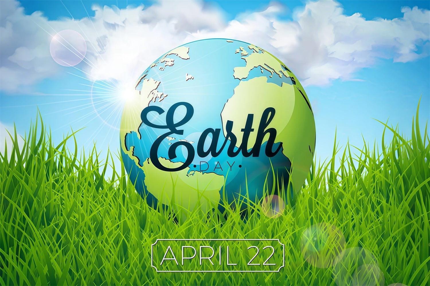 Happy Earth Day Backdrop Green Grass April 22 Backdrop GTY3-74