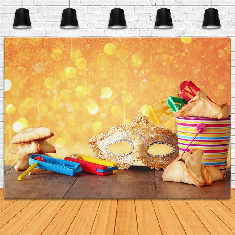 Purim Backdrop Glittering Cookie Toys Decor Backdrop GTY3-9