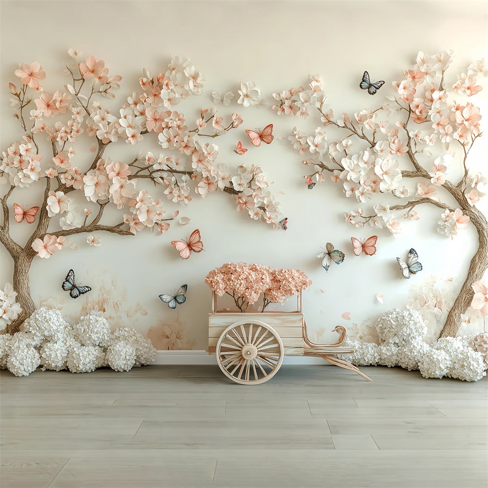 Spring Photography Backdrops Cherry Blossom Butterfly Backdrop LXX1-1