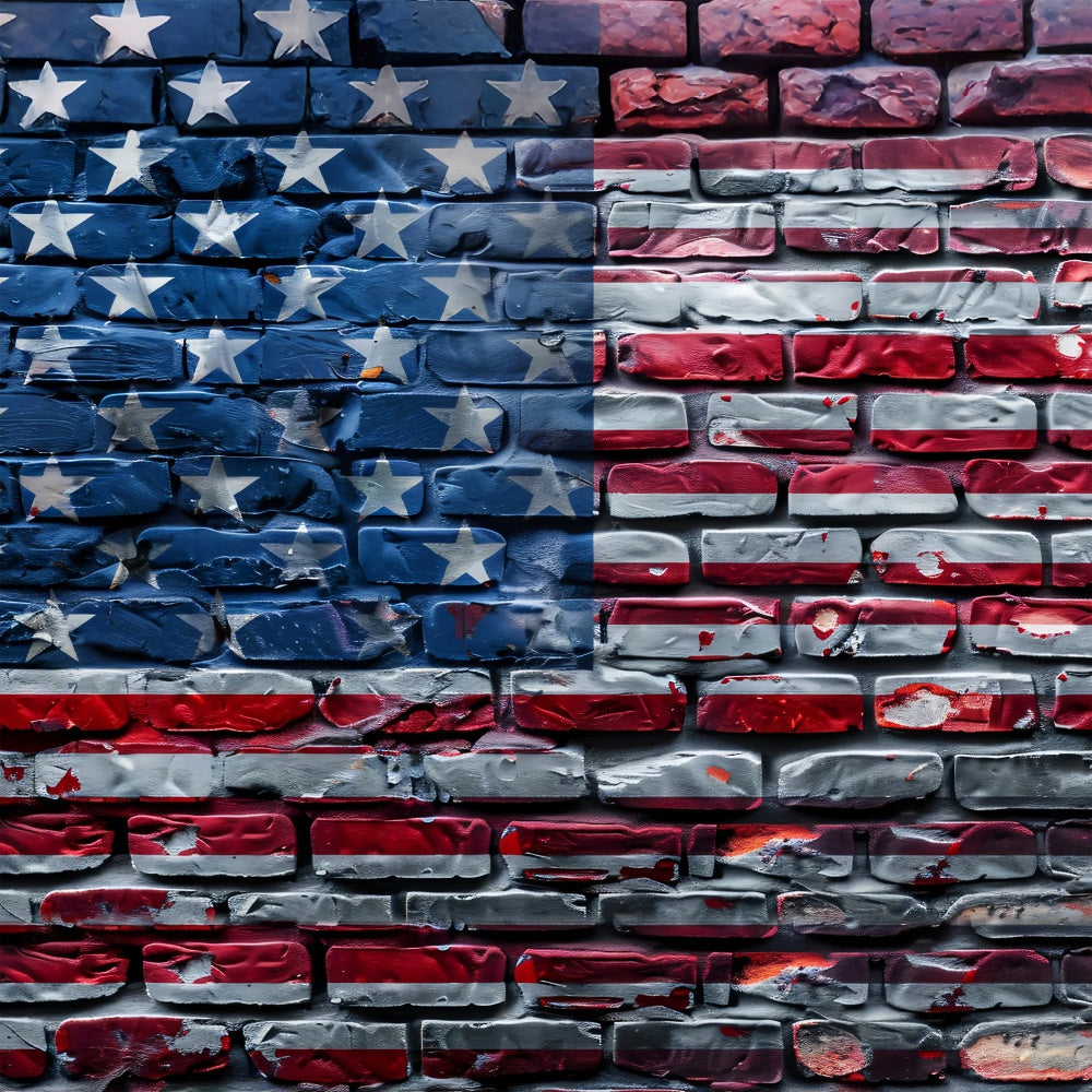 American Flag Photo Backdrop Modern Brick Texture Backdrop LXX1-173