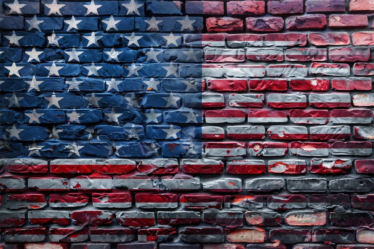 American Flag Photo Backdrop Modern Brick Texture Backdrop LXX1-173