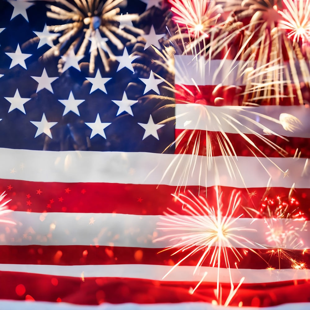 American Flag Backdrops Stars Fireworks Celebration Backdrop LXX1-183