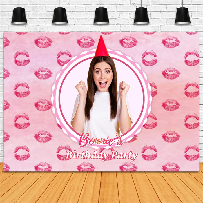 Custom Birthday Backdrops Pink Girl Kiss Celebration Backdrop LXX1-201