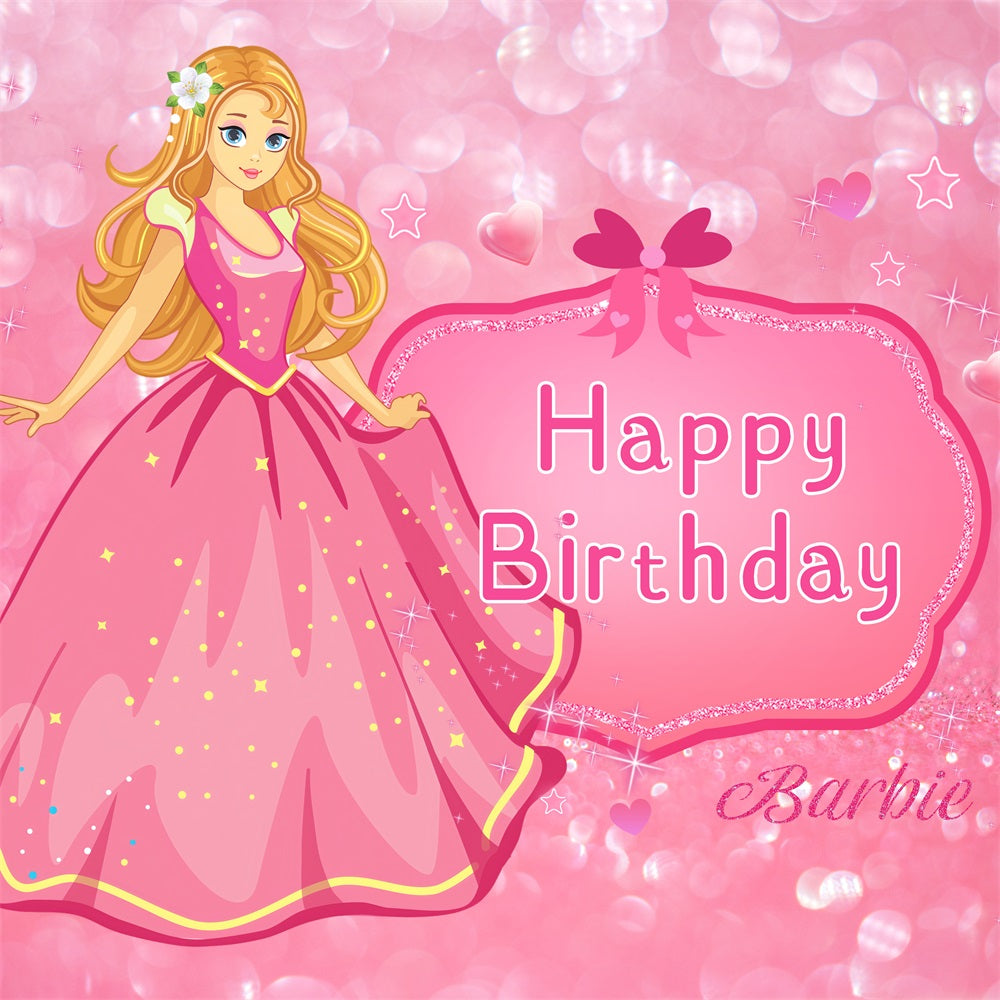 Custom Birthday Backdrop Fashion Doll Sparkling Pink Backdrop LXX1-203