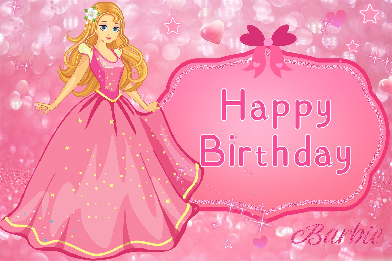 Custom Birthday Backdrop Fashion Doll Sparkling Pink Backdrop LXX1-203